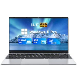 NIAKUN Laptop para jogos de 14 polegadas, laptop N5095 (até 2,9 GHz), 8 GB RAM 256 GB SSD, FHD 1920 * 1080, ângulo aberto 180, Win 11 Pro, 2,4 G + 5G WiFi