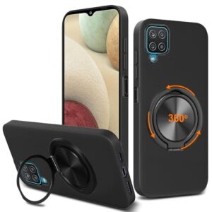 Nijiadi Capa de celular compatível com Samsung Galaxy A12, suporte de anel giratório de 360° com suporte/suporte de silicone TPU Silm Fit capa protetora à prova de choque para Samsung Galaxy A12