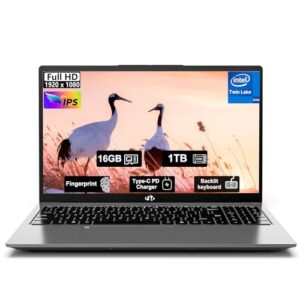 NIMO-15.6" Student-Laptop, 13th Gen N150,16GB RAM 1TB SSD(Beat to i3-1115G4, Up to 3.6GHz), Backlit Keyboard Fingerprint FHD Computer Wi-Fi 6 BT5.2 65W Type-C