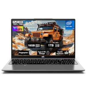 NIMO-15.6" Student-Laptop, 13th Gen N150,16GB RAM 1TB SSD(Beat to i3-1115G4, Up to 3.6GHz), Backlit Keyboard Fingerprint FHD Computer Wi-Fi 6 BT5.2 65W Type-C