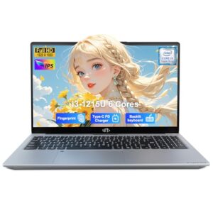 NIMO 15.6" IPS FHD-Student-Laptop, 6 Cores I3-1215U 16GB RAM 256GB SSD (Beats i5-1135G7, Up to 4.4GHz) Computer with 65W Type C Backlit Keyboard Fingerprint, for Home and Business
