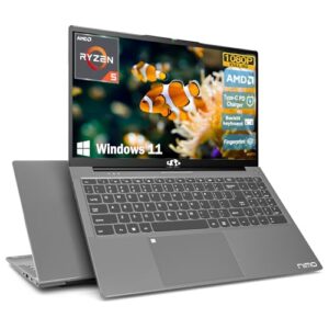 NIMO 15.6 Student-Laptop, Ryzen 5 (Beat i5-1135G7), 8GB RAM 256GB SSD, Radeon Vega 8 GPU, Backlit KB, Type-C PD 65W, Fingerprint Unlock, USB3, 2.0MP Camera, Win 11 Notebook for Business Study Work