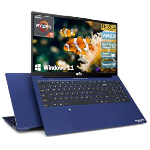NIMO 15.6 Student-Laptop, Ryzen 5 (Beat i5-1135G7), 8GB RAM 256GB SSD, Radeon Vega 8 GPU, Backlit KB, Type-C PD 65W, Fingerprint Unlock, USB3, 2.0MP Camera, Win 11 Notebook for Business Study Work