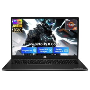 NIMO 17.3 Gaming-Laptop Ryzen 9 8945HS (Beat i9-13900H, Up to 5.2GHz) 32GB RAM, 1TB SSD, Radeon 780M, PD 100W Type-C AI-Enhanced for Copilot VR Ready, Backlit Keyboard, Fingerprint