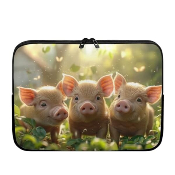 Nittanovaca Bolsa para laptop com estampa de porco para mulheres e homens, leve, resistente à água, bolsa para computador, maleta de 43 cm com zíper, capa de transporte para computador fácil de