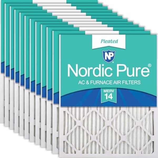 Nordic Pure 12 x 16 x 1 (tamanho real: 29 x 38 x 38 cm) Filtros de ar plissados MERV 14 pacote com 12