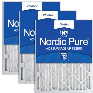 Nordic Pure 12 x 25 x 2 (tamanho real: 29 x 61 x 61 x 3 3/4) Filtros de ar plissados MERV 12 pacote com 3