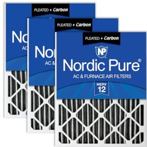 Nordic Pure 12 x 25 x 2 (tamanho real: 29 x 61 x 61 x 3 3/4) Filtros de ar de forno MERV 12 plissados mais carbono pacote com 3
