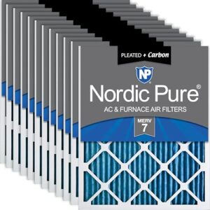 Nordic Pure 14 x 18 x 1 (tamanho real: 33 1/2 x 43 x 3/4) Filtros de ar plissados MERV 7 Plus Carbon pacote com 12