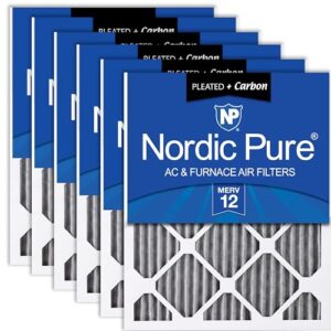 Nordic Pure 14 x 18 x 1 (tamanho real: 33 1/2 x 43 x 3/4) Filtros de ar de forno MERV 12 plissados mais carbono pacote com 6