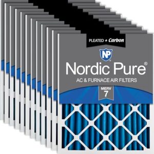 Nordic Pure 14 x 20 x 2 (tamanho real: 33 1/2 x 49 x 3 x 3/4) Filtros de ar plissados MERV 7 Plus Carbon pacote com 12