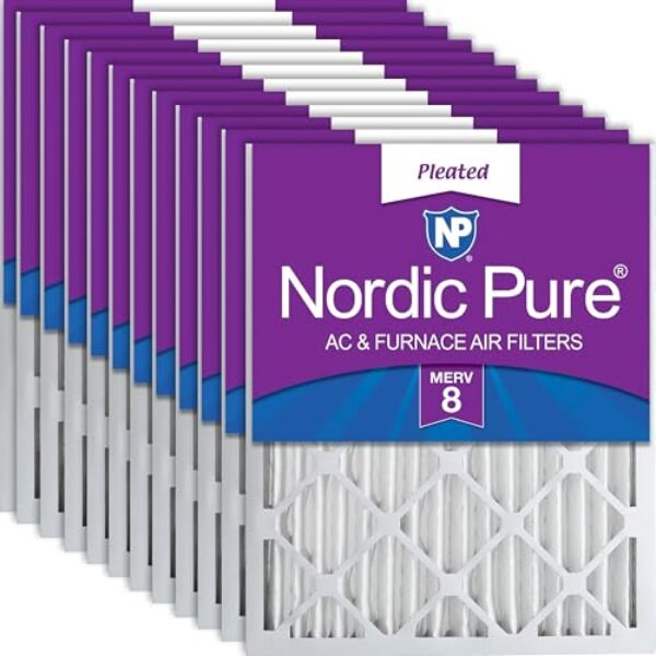 Nordic Pure 14 x 25 x 2 (tamanho real: 33 1/2 x 61 x 3/1 3) Filtros de ar plissados MERV 8 pacote com 12