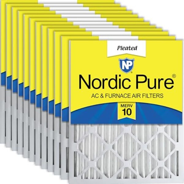 Nordic Pure 18 x 25 x 2 (tamanho real: 43 x 61 x 61 x 3/1) Filtros de ar plissados MERV 10 pacote com 12