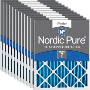 Nordic Pure 20 x 25 x 2 (tamanho real: 48 x 61 x 61 x 3 cm) Filtros de ar plissados MERV 7 pacote com 12