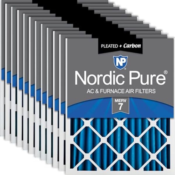 Nordic Pure 20 x 25 x 2 (tamanho real: 48 x 61 x 61 x 3 cm) Filtros de ar plissados MERV 7 Plus Carbon pacote com 12