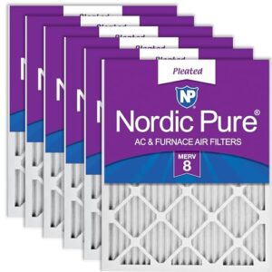 Nordic Pure 8 x 20 x 1 (tamanho real: 7 11/16 x 19 11/16 x 3/4) Filtros de ar plissados MERV 8 pacote com 6