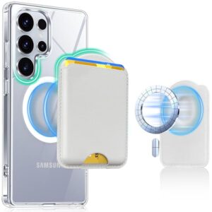 Norllben Carteira MagSafe para Samsung Galaxy S25/S24 Series, Fold 7 com capa magnética, para iPhone 17/16/15/14/13/12 séries, porta-cartão magnético de couro com bloqueio de RFID, comporta 3 cartões