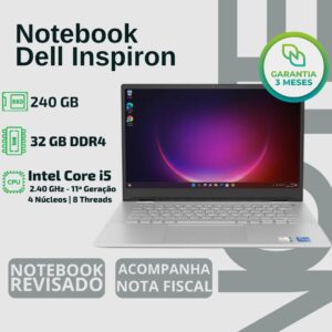 Notebook Dell Touch Screen 14" | Core I5 2.40 Ghz | 32gb Ram | Ssd 240gb - Trabalho, Apresentação, Toque na Tela, Tablet