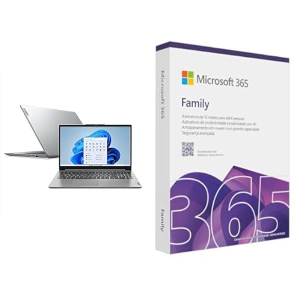 Notebook Lenovo IdeaPad 1i i5-1235U 8GB 256GB 15.6" W11 + Microsoft 365 Family (12 meses) até 6 usuários
