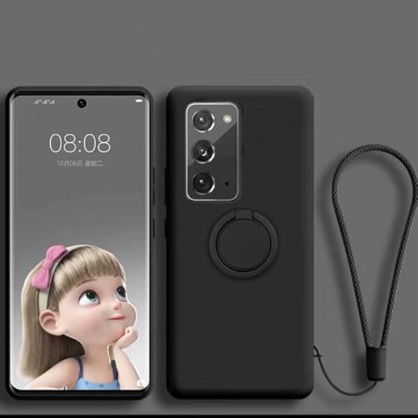 nulala Capa compatível com Samsung Galaxy S20 FE, capa com suporte de anel magnético de silicone preta