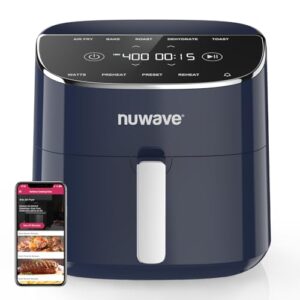 Nuwave Brio Plus - Fritadeira de ar de 8 quartos, nova e melhorada, última intervenção PFAS, 7 funções digitais de cozinha de um só toque para fritar, assar, desidratar,