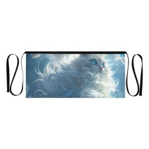 ODAWA Aventais fofos de fadas garçonete garçom garçom garçom avental curto para servidor, 30 cm, Gato branco com olhos azuis, Tamanho Único