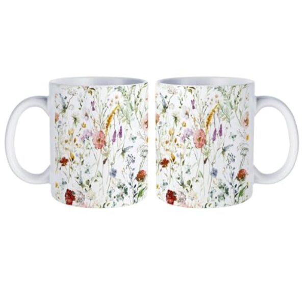 OEDTF Canecas de café de cerâmica, 325 ml, laváveis na lava-louças e no micro-ondas, xícaras de chá brancas com alça, xícara de café decorativa, presente para homens e mulheres, adequado para