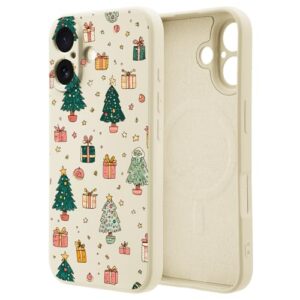 OFQKOAKS Capa para iPhone 17 Pro compatível com MagSafe, linda árvore de Natal, capa de celular magnética, de silicone líquido branco macio, ajuste fino, capa protetora para mulheres e meninas