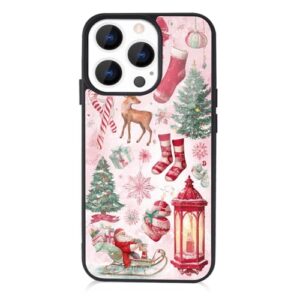 OFQKOAKS Capa para iPhone 17 Pro Max, linda capa de telefone para festival, meias de Natal e Papai Noel, capa protetora fina para mulheres e meninas
