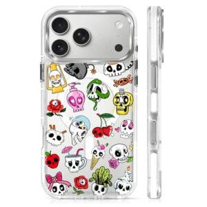 OKBUOK Capa para iPhone 17 Pro Max [compatível com Magsafe], capa magnética transparente de silicone à prova de choque com estampa estética caveira esqueleto