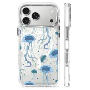 OKBUOK Capa para iPhone 17 Pro Max [compatível com Magsafe], capa magnética transparente de silicone à prova de choque com padrão água-viva do oceano