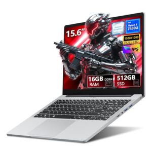 Omnica Laptop, laptop para jogos AMD Ryzen 5 7430U, laptop de 15,6 polegadas com 16 GB de RAM 512 GB SSD, AMD Radeon Lap top, laptops com teclado retroiluminado, bateria de 55,2 Wh, Tipo-C, HDMI, Win