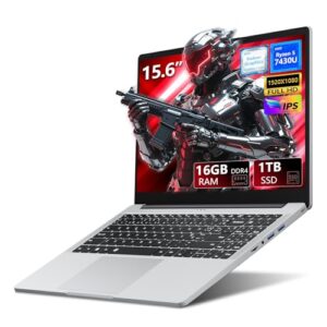 Omnica Laptop, laptop para jogos AMD Ryzen 5 7430U, laptop de 15,6 polegadas com 16 GB RAM SSD de 1 TB, AMD Radeon Lap top, laptops com teclado retroiluminado, bateria de 55,2 Wh, Tipo-C, HDMI, Win 11