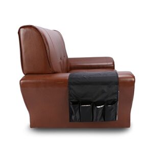 Organizador de apoio de braço de sofá, suporte de controle remoto para sofá reclinável, suporte de cadeira de braço com 5 bolsos para revista, tablet e telefone