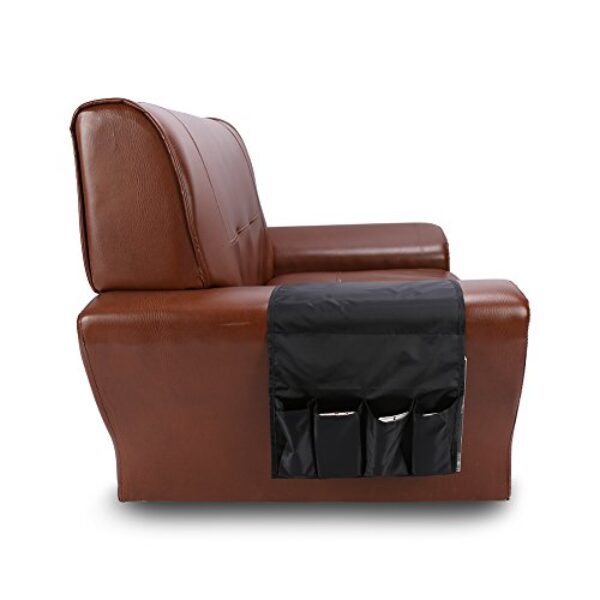 Organizador de apoio de braço de sofá, suporte de controle remoto para sofá reclinável, suporte de cadeira de braço com 5 bolsos para revista, tablet e telefone