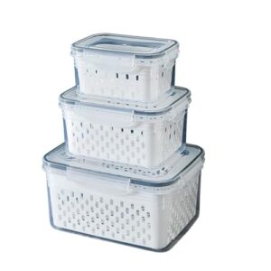 Organizadores De Geladeira HerméTicos - Potes Para Armazenar Alimentos, Verduras, Legumes E Frutas(Kit 3 (1085))