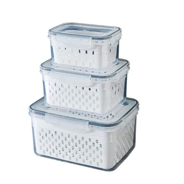 Organizadores De Geladeira HerméTicos - Potes Para Armazenar Alimentos, Verduras, Legumes E Frutas(Kit 3 (1085))