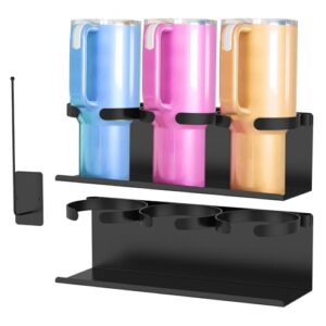 Organizador magnético de garrafa de água de 2 peças para geladeira, suporte de copo de aço carbono, suporte magnético para copo com organizador de tampa, rack de armazenamento de garrafa de água com