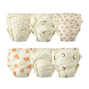 Orinery Cueca unissex para treinamento de urina à prova d'água, de algodão, conjunto com 6 unidades, St616-a, 2-3 Anos