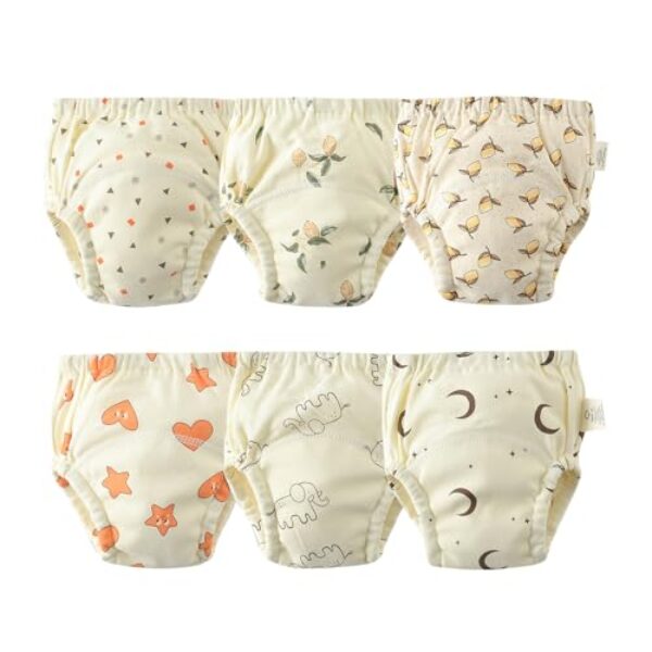 Orinery Cueca unissex para treinamento de urina à prova d'água, de algodão, conjunto com 6 unidades, St616-a, 2-3 Anos