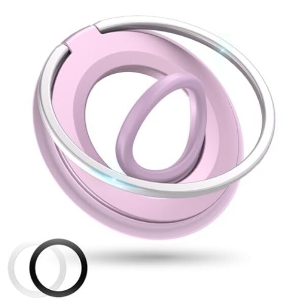 Orivienta Suporte magnético para anel MagSafe, rotação de 360°, suporte de dedo, ímã de dupla face, compatível com iPhone 17/16/15/14/13 Pro/Max MagSafe