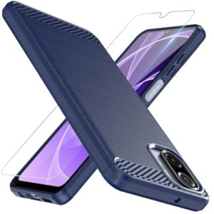 Osophter Capa para Galaxy-A07: com protetor de tela, capa protetora de borracha TPU flexível com absorção de choque para Samsung Galaxy A07 (azul marinho)