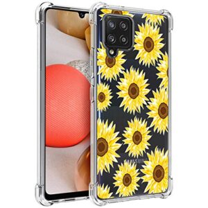 Osophter Capa para Galaxy A42 5G, capa para Samsung M42 5G floral para meninas mulheres capa de telefone de borracha TPU flexível com absorção de choque para Samsung Galaxy A42 5G (flor do sol)