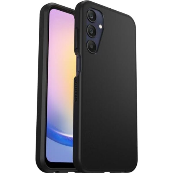 OtterBox Capa da série Sleek para Samsung Galaxy A25 5G, à prova de choque, à prova de quedas, ultrafina, capa protetora fina, testada para padrão militar, preta, embalagem não varejista