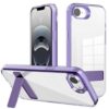 Pacciculn Compatível com capa transparente para iPhone 16e com suporte invisível embutido de metal TPU à prova de choque + acrílico fino transparente, capa de telefone anti-amarelamento - roxa