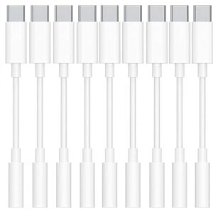 Pacote com 10 adaptadores de áudio USB para conector de 3,5 mm, adaptador de fone de ouvido para USB C compatível com iPhone 17/16/15 séries, Samsung Galaxy S25, S24, S23 Ultra, Note 20, iPad Pro