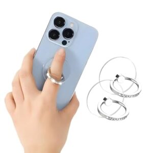 Pacote com 2 anéis transparentes transparentes para iPhone Samsung Galaxy, suporte de anel de dedo para capas de smartphones e tablets, transparente