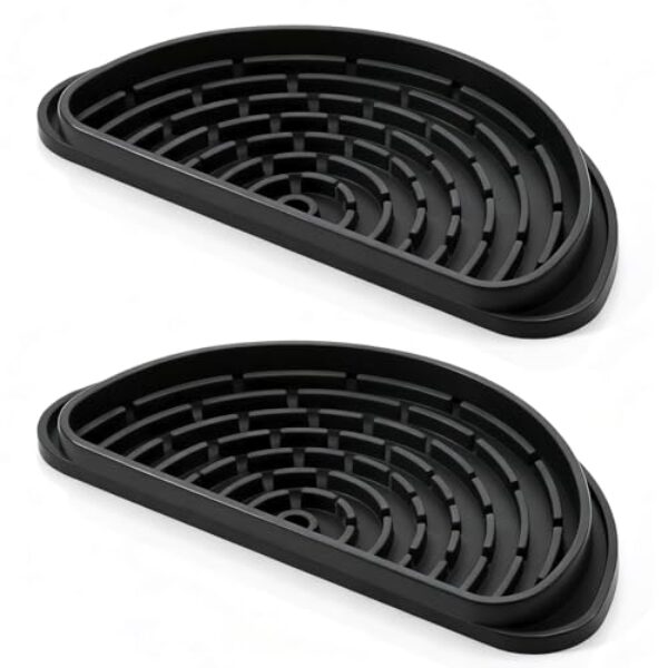 Pacote com 2 bandejas coletoras de silicone para geladeira – Tapete universal para dispensador de água e gelo, almofada de gotejamento reutilizável antiderramamento para Whirlpool, Samsung, LG
