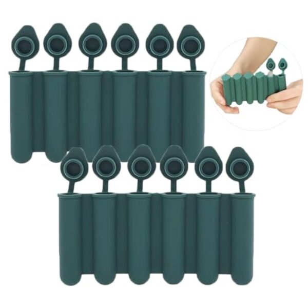 Pacote com 2 bandejas de silicone para cubos de gelo com tampa, formas longas de 6 furos, bandeja de gelo flexível e de liberação fácil com capa resistente a derramamentos, forma de cubos de gelo para