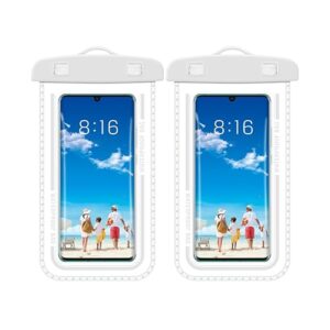 Pacote com 2 bolsas de telefone à prova d'água - capa de celular à prova d'água de 19 cm para viagem na praia, bolsa seca IPX8 com cordão para iPhone 16 15 Pro Max, essencial para navio de cruzeiro